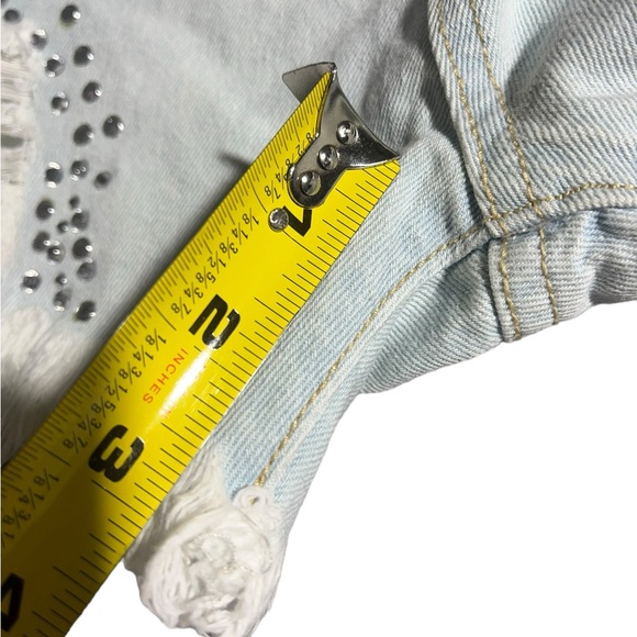 254-Litz By Uniq light denim distressed cutoff shorts with sequins. Medi… - Picture 3 of 5